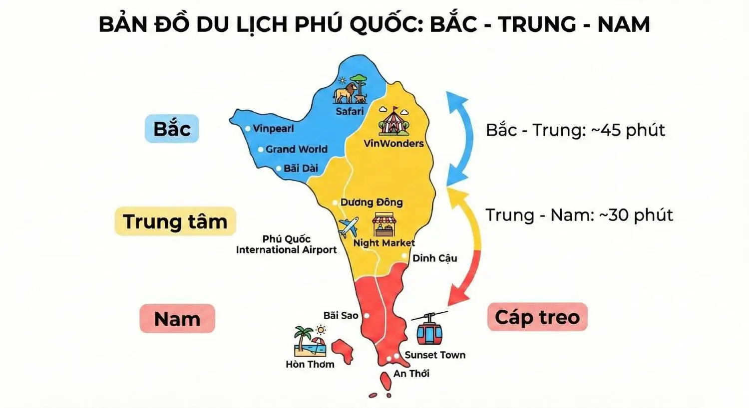 Bản đồ các khu vực khách sạn tại Phú Quốc