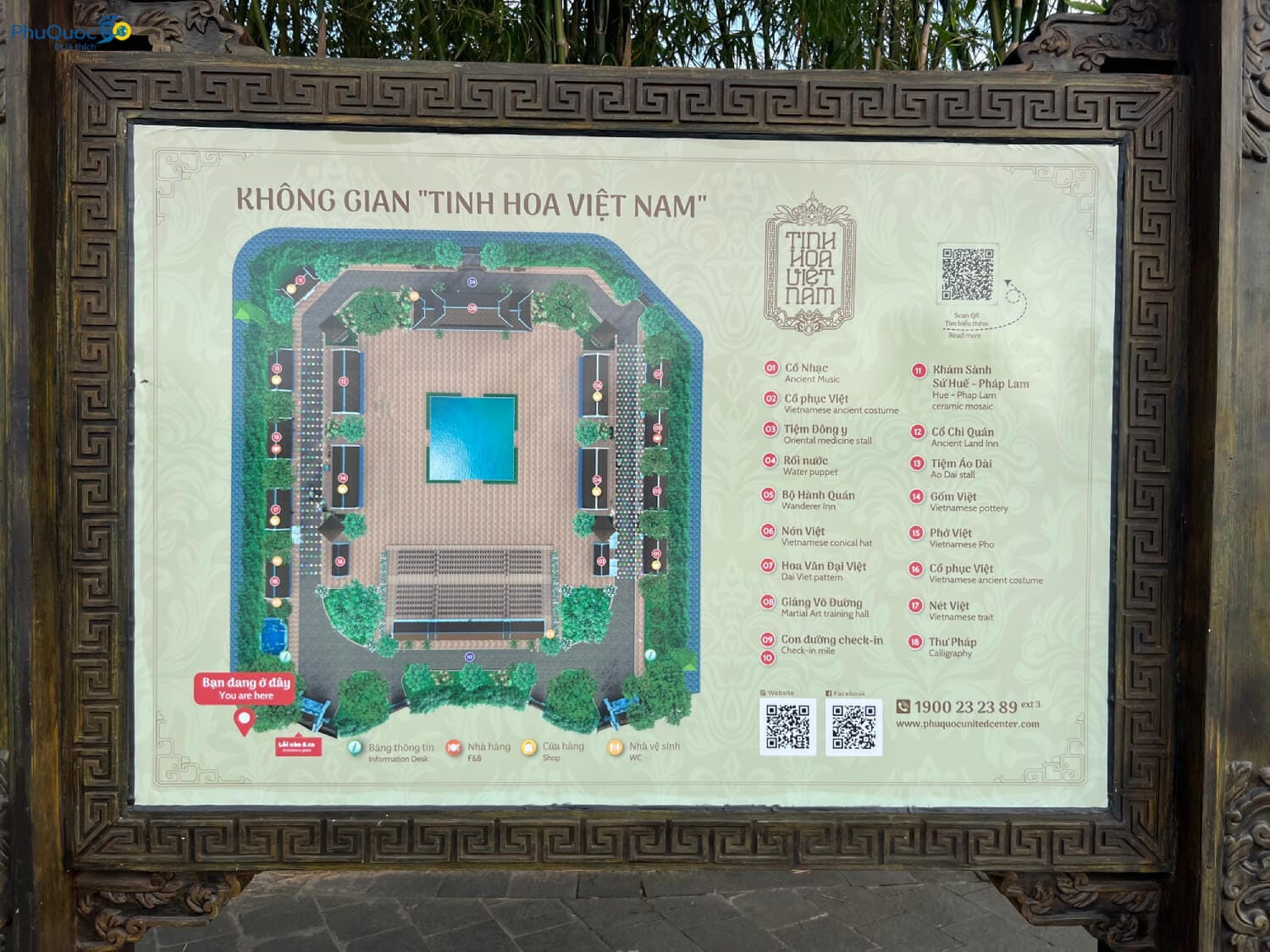 Sơ đồ bố trí 18 khu vực trải nghiệm văn hóa và gian hàng làng nghề tại địa điểm xem show Tinh Hoa Việt Nam Grand World