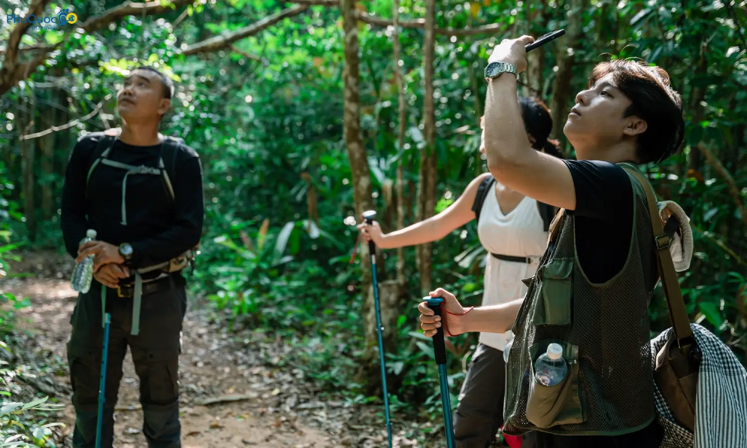 Trekkers conquering Nui Chua peak in Phu Quoc National Park