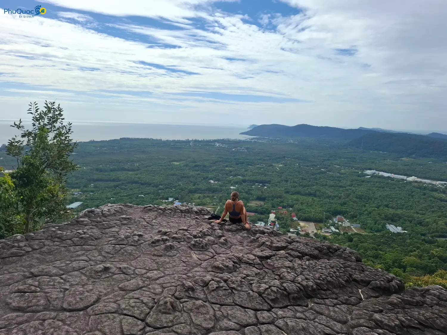 Natural mountain forest scenery and 360-degree panoramic view from Tien Son Peak Phu Quoc