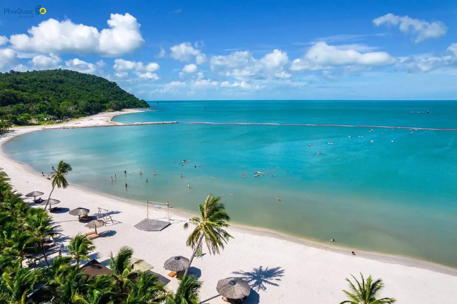 Enclosed Vinh Dam surrounded by low hill ranges and natural forest of Southern Phu Quoc Island