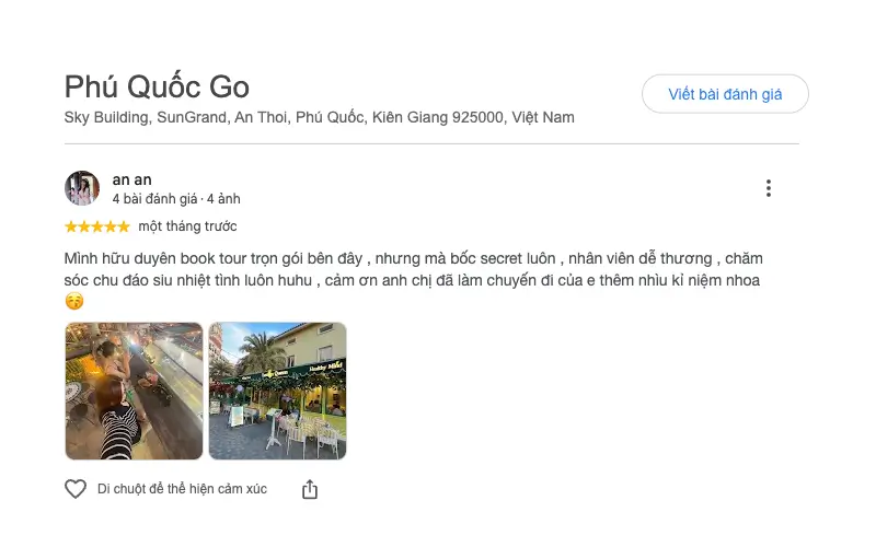 Khách hàng an an xinh đẹp check-in sống ảo trong chuyến đi tour trọn gói cực vui cùng đội ngũ nhiệt tình của Phú Quốc Go